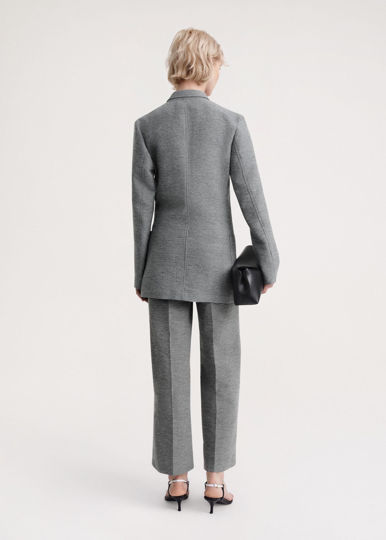 Blazer à revers crantés en laine - Grey Melange