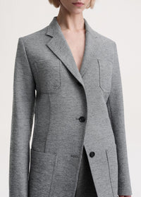 Blazer à revers crantés en laine - Grey Melange