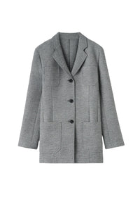 Blazer à revers crantés en laine - Grey Melange