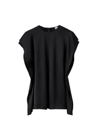 T-shirt en crêpe drapé sur le côté - Black