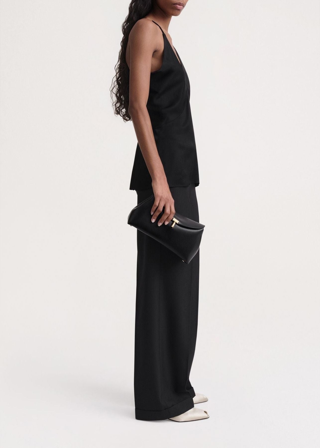 Débardeur Cami drapé en satin - Black