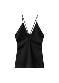 Débardeur Cami drapé en satin - Black