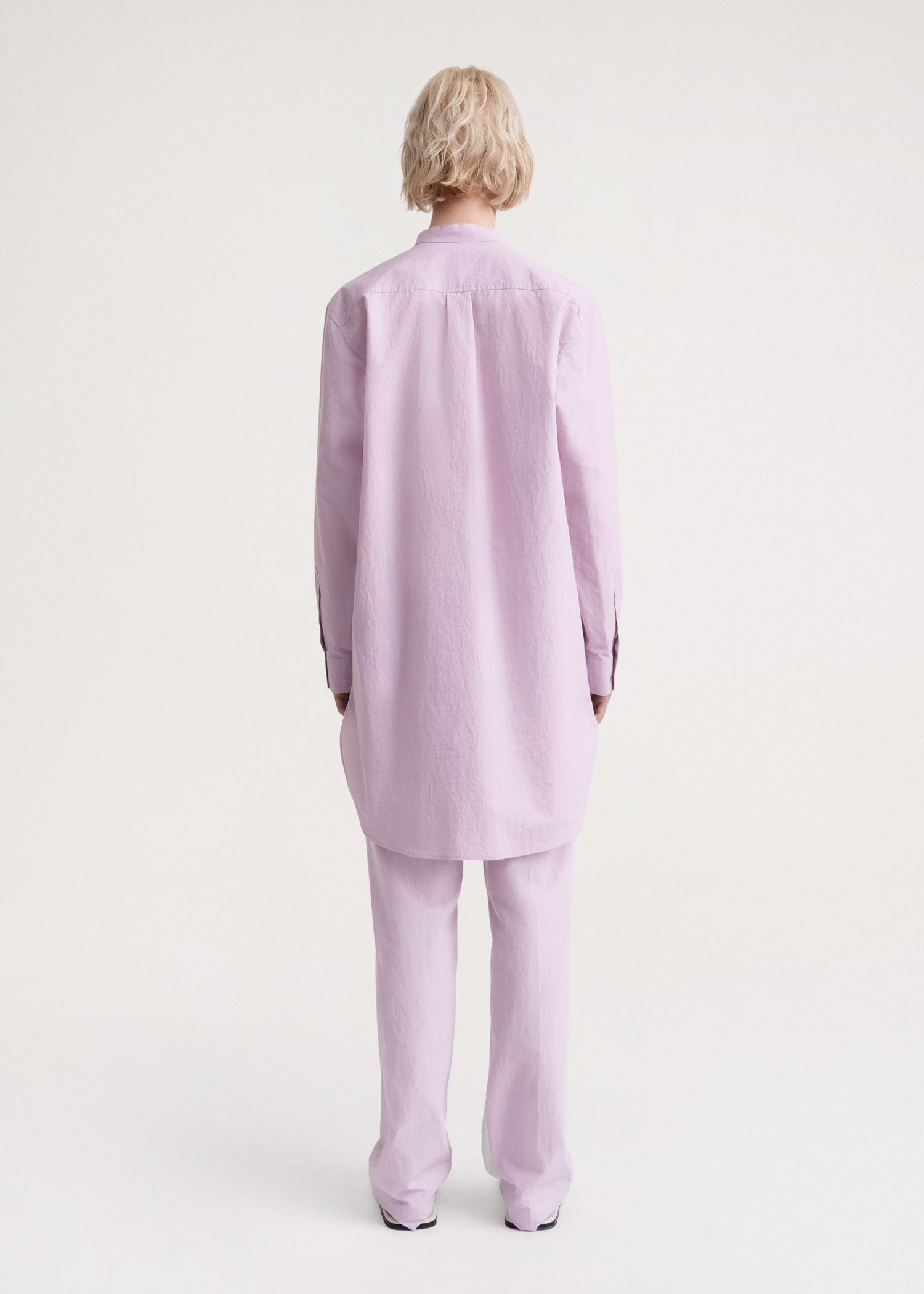 Robe chemise courte à col mao - Lilac