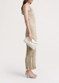 Robe longue texturée en soie - Overcast Beige