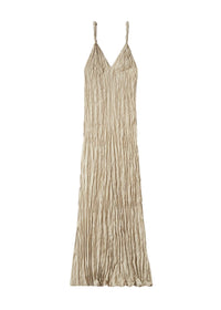 Robe longue texturée en soie - Overcast Beige