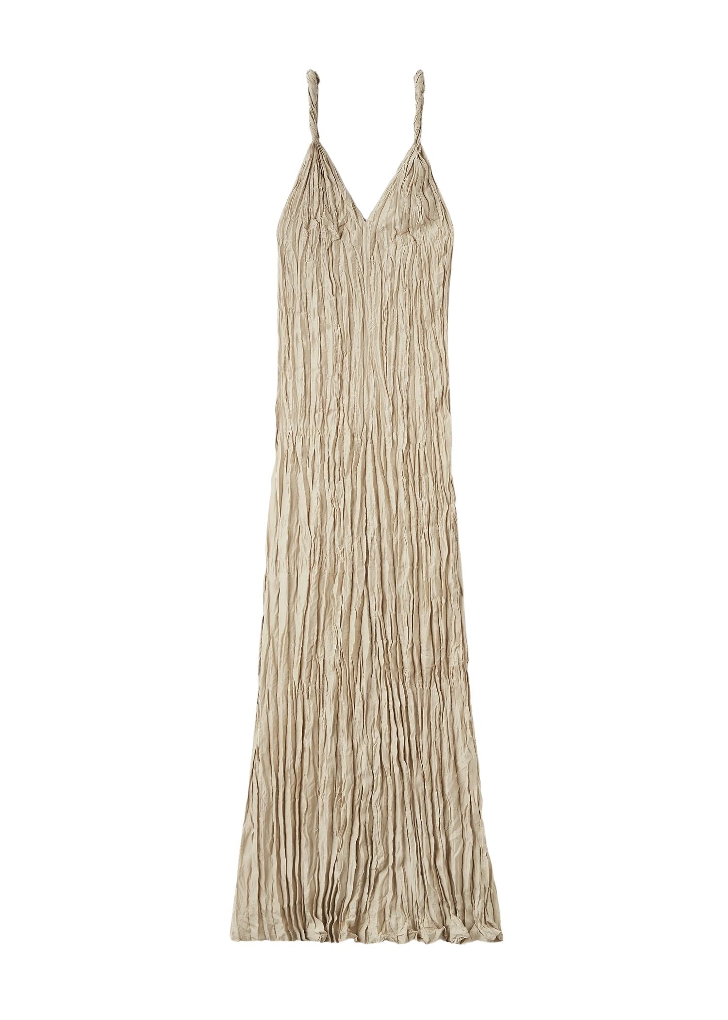 Robe longue texturée en soie - Overcast Beige