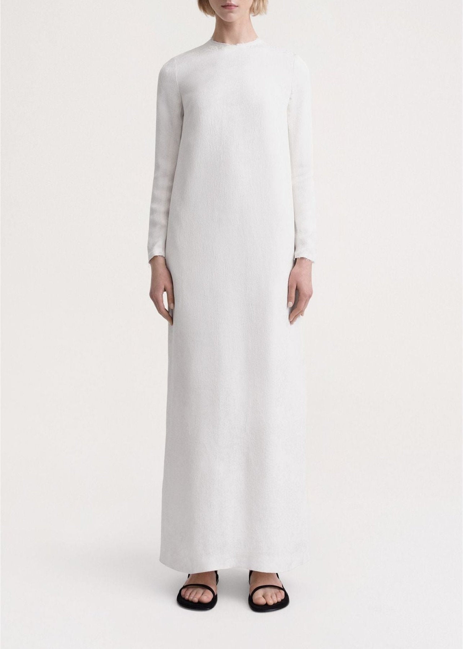 Robe longue en jacquard à ourlet brut - White Floral