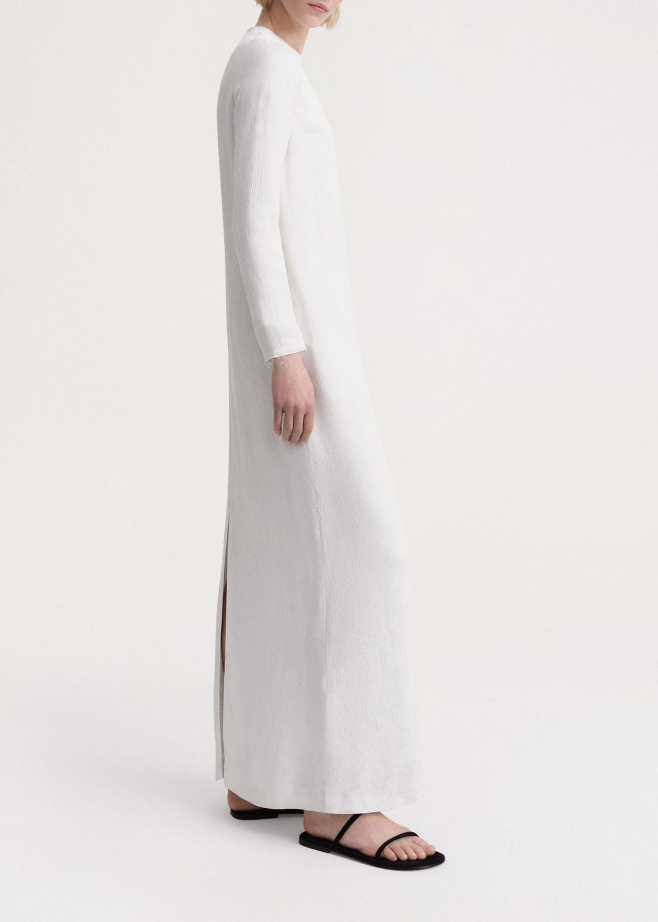 Robe longue en jacquard à ourlet brut - White Floral