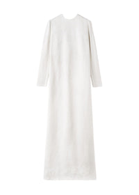 Robe longue en jacquard à ourlet brut - White Floral