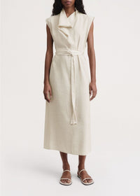 Robe midi à col rabattu - Oyster