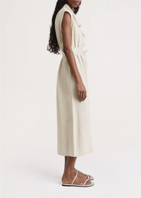 Robe midi à col rabattu - Oyster