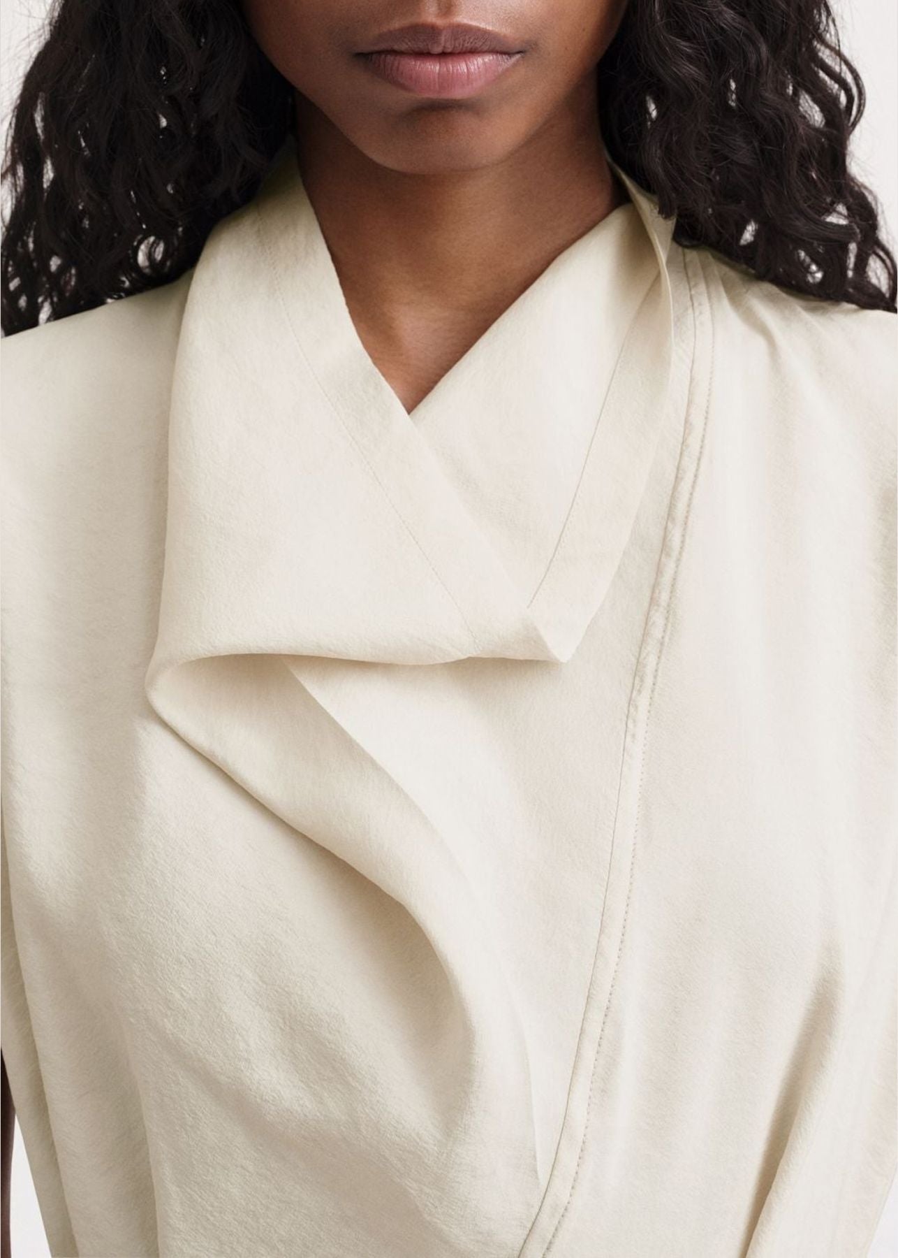Robe midi à col rabattu - Oyster