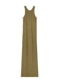 Robe longue débardeur à côtes sans couture - Olive