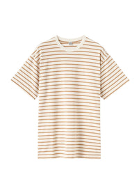 T-shirt droit à col rond - Camel Stripe