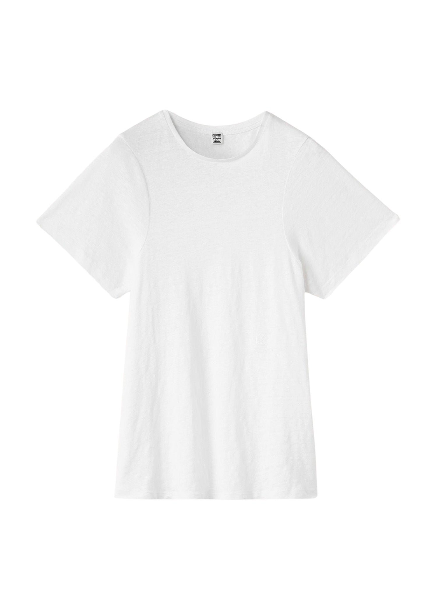 T-shirt en lin à coutures incurvées - White