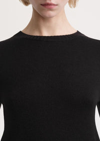 Pull à bords côtelés contrastants en soie - Black