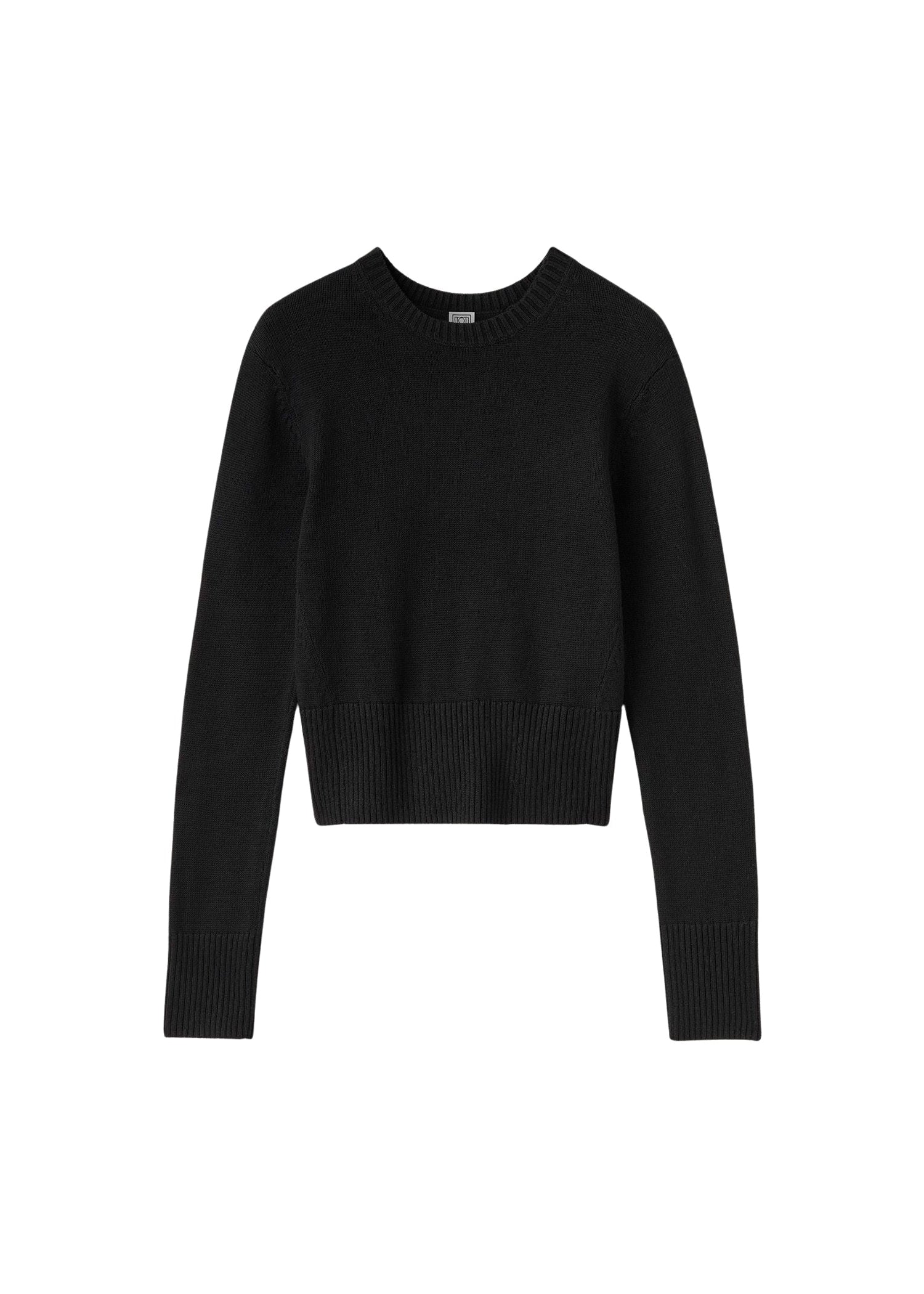 Pull à bords côtelés contrastants en soie - Black