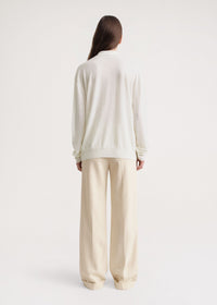 Long-sleeved wool polo shirt - Cream
