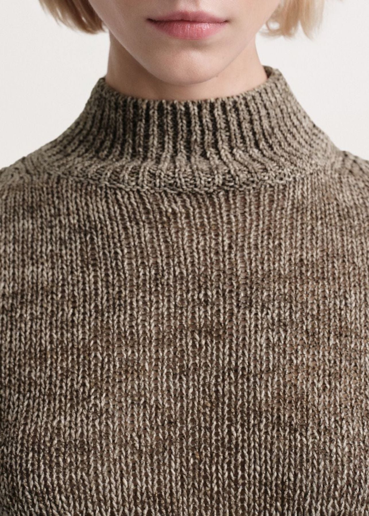Pull à col roulé en lin mélangé - Chestnut