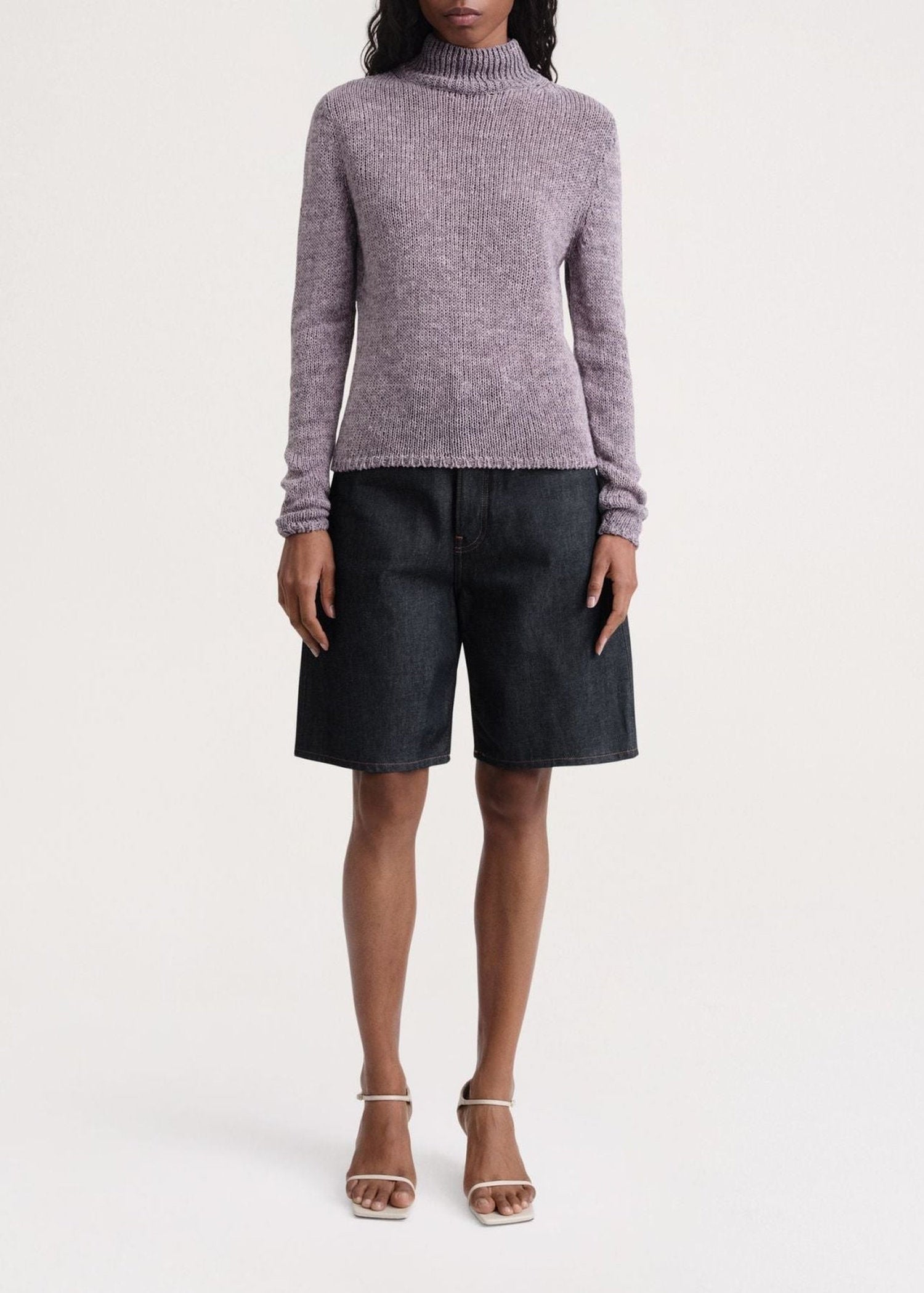 Pull à col roulé en lin mélangé - Lilac