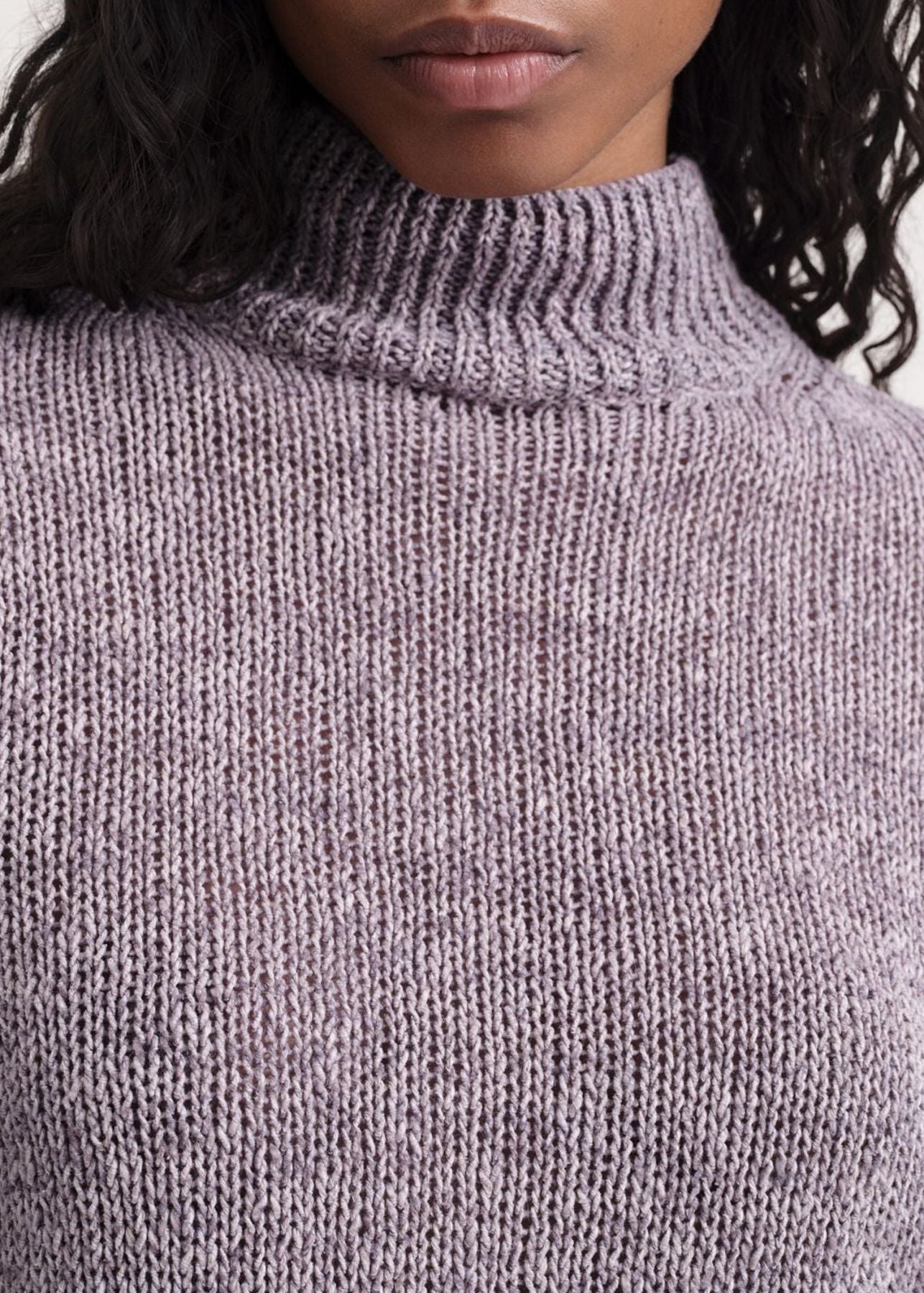 Pull à col roulé en lin mélangé - Lilac