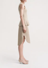 Slim-fitting sleeveless knit T-shirt - Beige