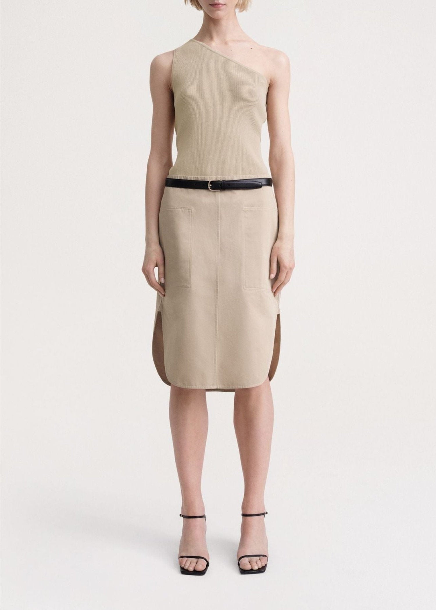 Débardeur asymétrique côtelé - Overcast Beige