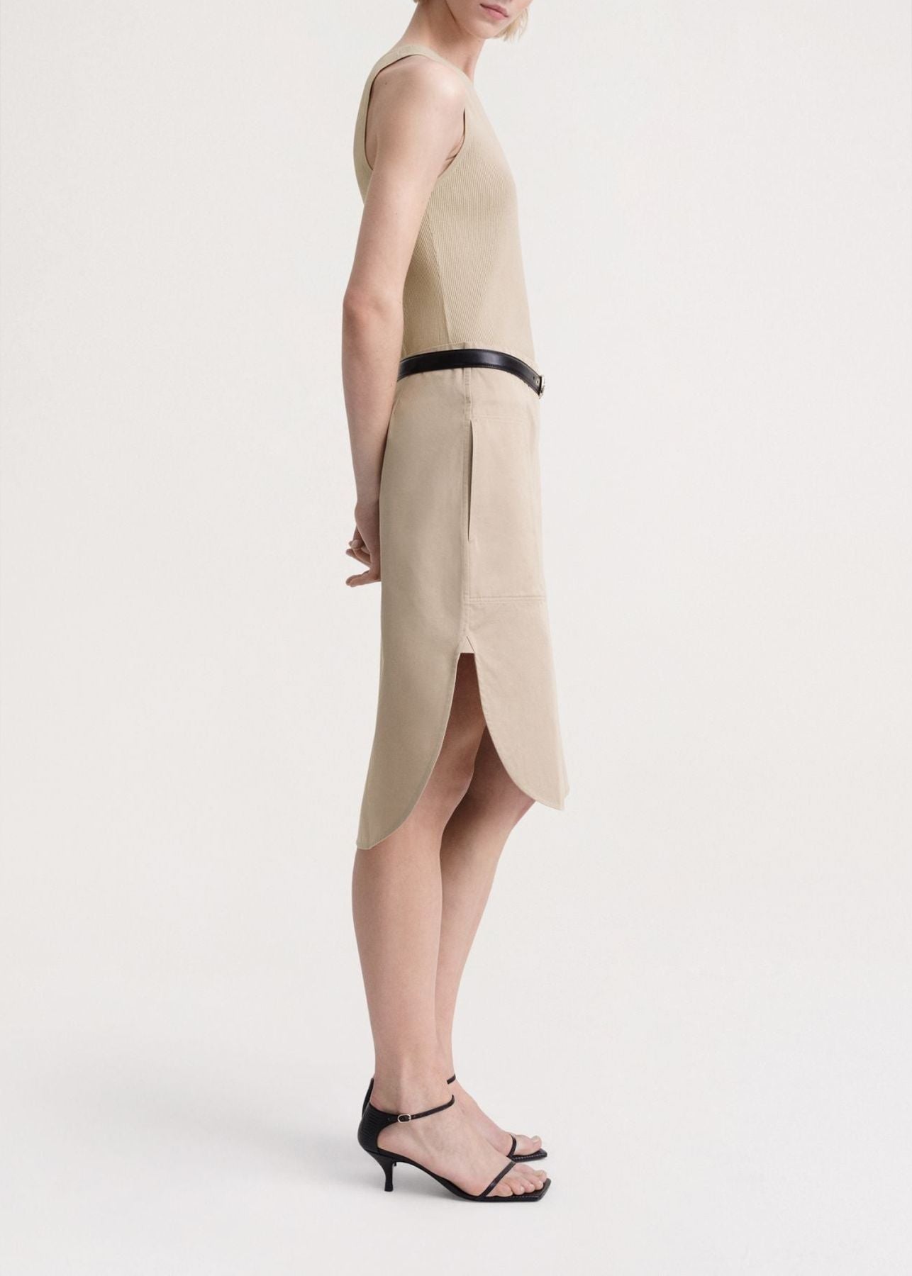 Débardeur asymétrique côtelé - Overcast Beige