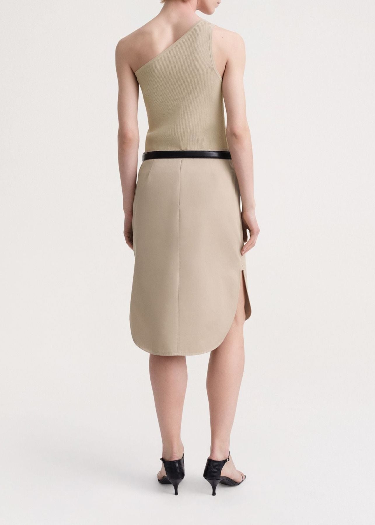 Débardeur asymétrique côtelé - Overcast Beige