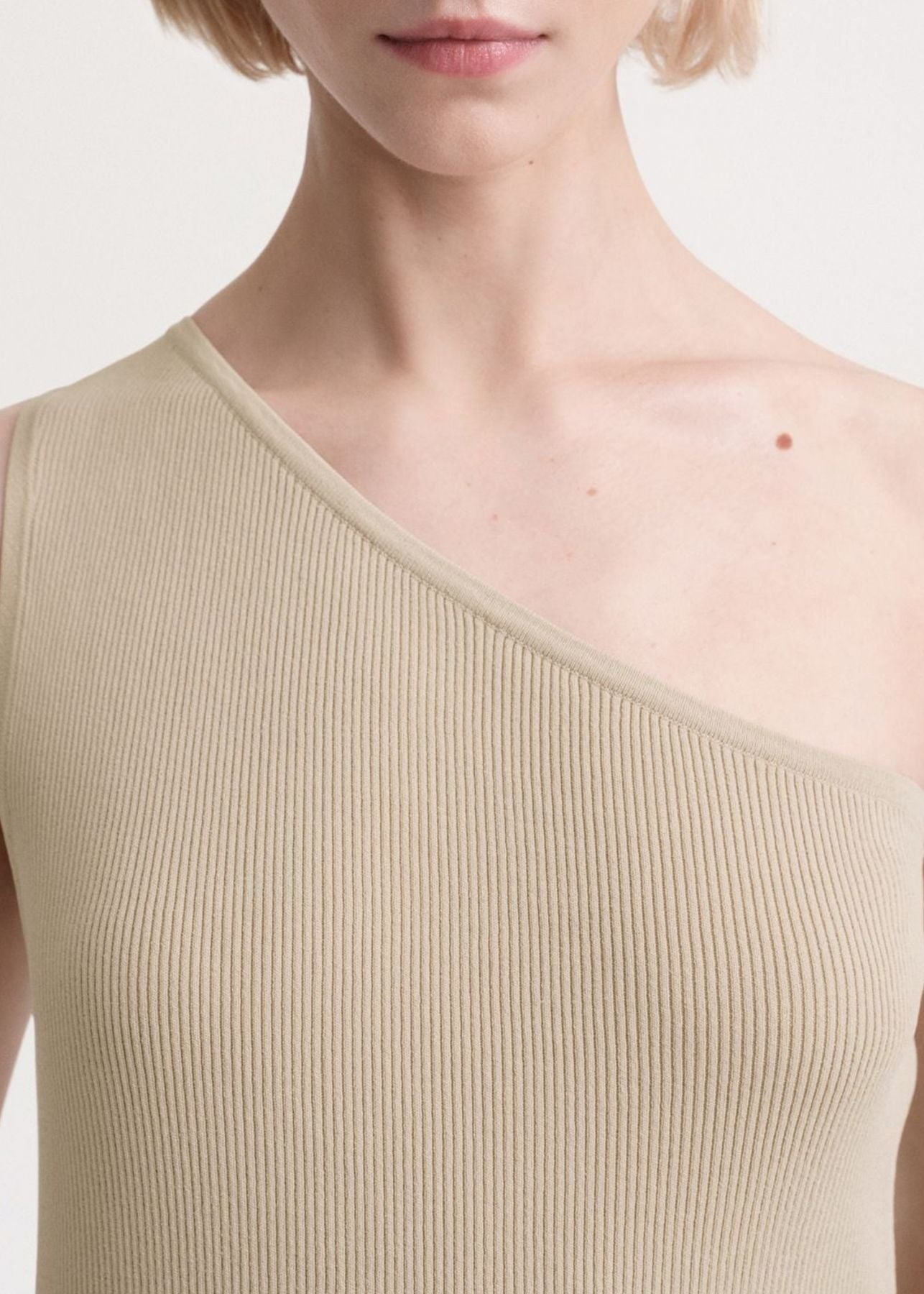 Débardeur asymétrique côtelé - Overcast Beige