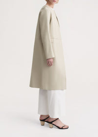 Manteau à encolure ronde en cuir - Eggshell