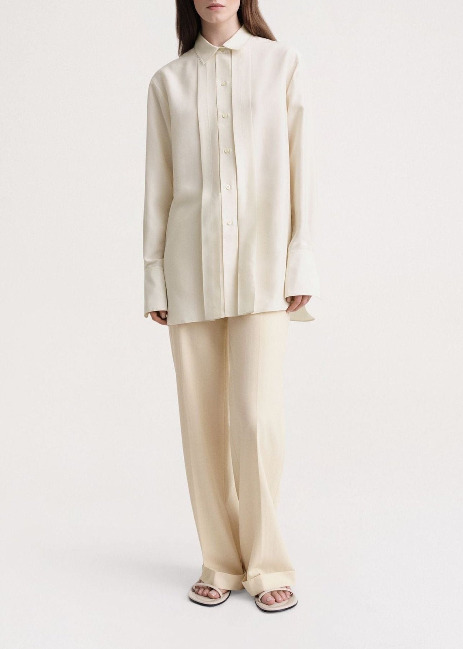 Chemise plissée et boutonnée - Macadamia