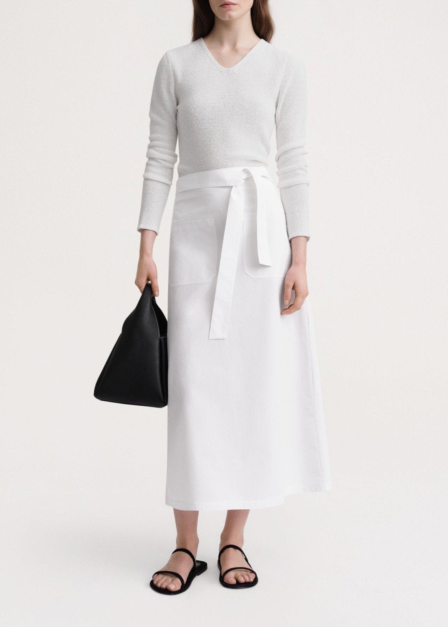 Jupe midi à taille nouée - White