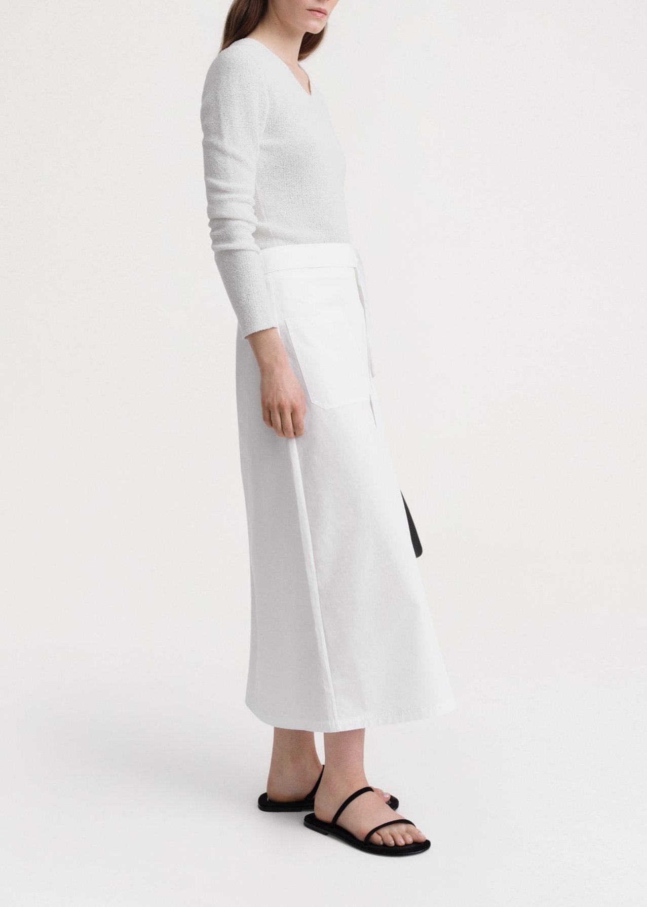 Jupe midi à taille nouée - White
