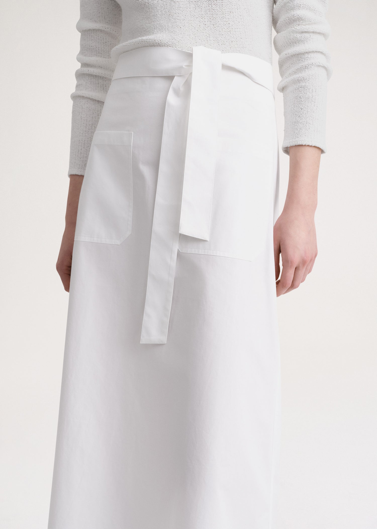 Jupe midi à taille nouée - White