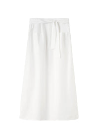 Jupe midi à taille nouée - White