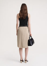Jupe midi à ourlet incurvé - Overcast Beige