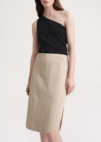 Jupe midi à ourlet incurvé - Overcast Beige