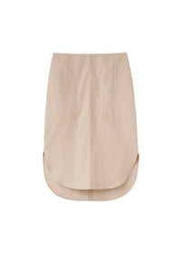 Jupe midi à ourlet incurvé - Overcast Beige