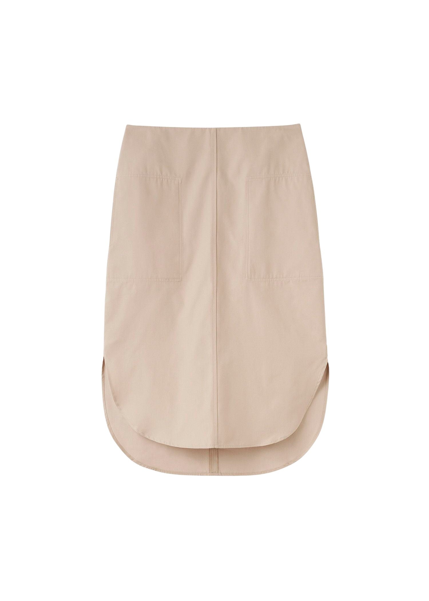 Jupe midi à ourlet incurvé - Overcast Beige