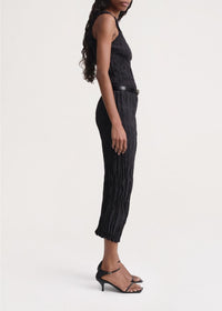 Jupe midi texturée en soie - Black