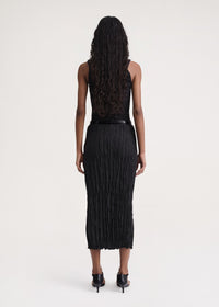 Jupe midi texturée en soie - Black
