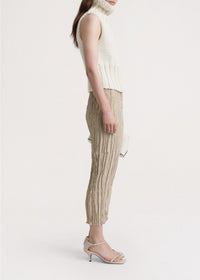 Textured silk midi skirt - Overcast Beige