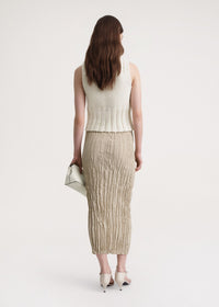 Textured silk midi skirt - Overcast Beige