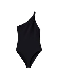 Maillot une pièce une épaule à bretelles torsadées - Black