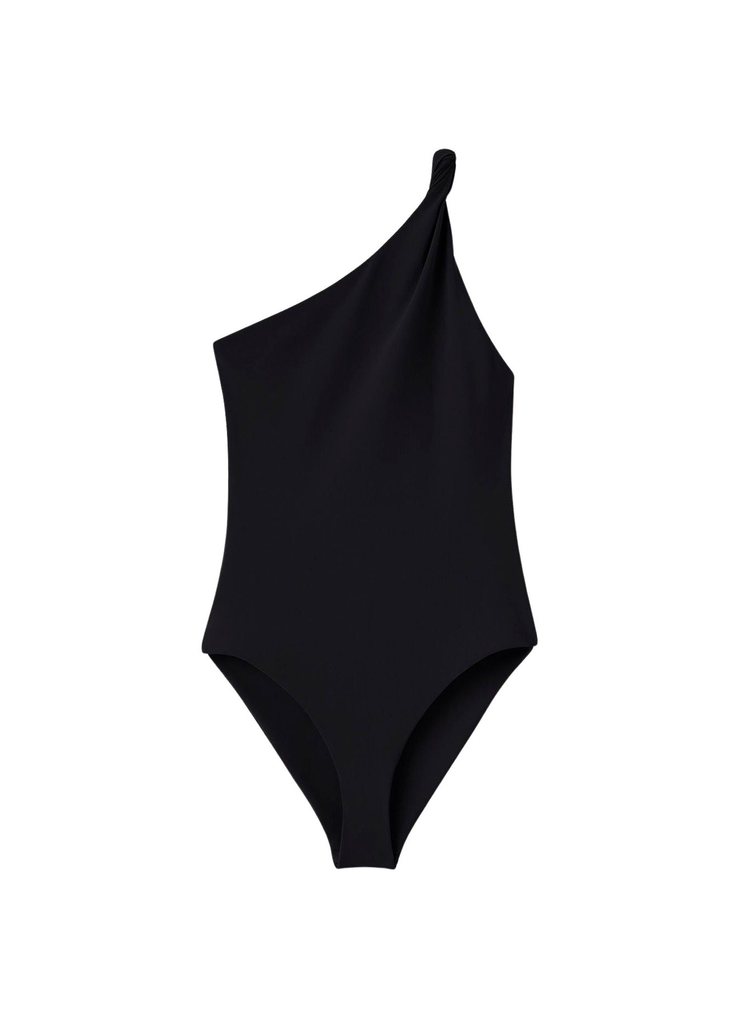 Maillot une pièce une épaule à bretelles torsadées - Black