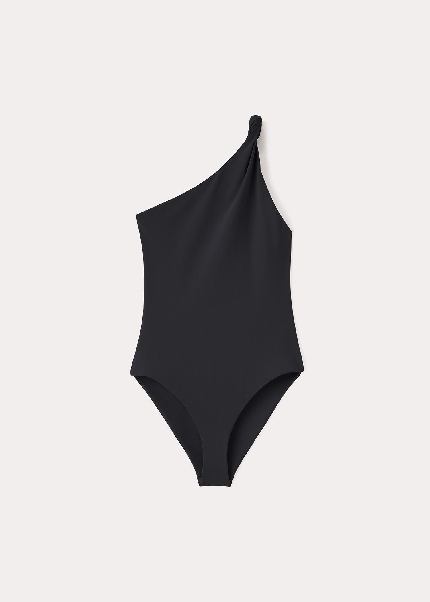 Maillot une pièce une épaule à bretelles torsadées - Black