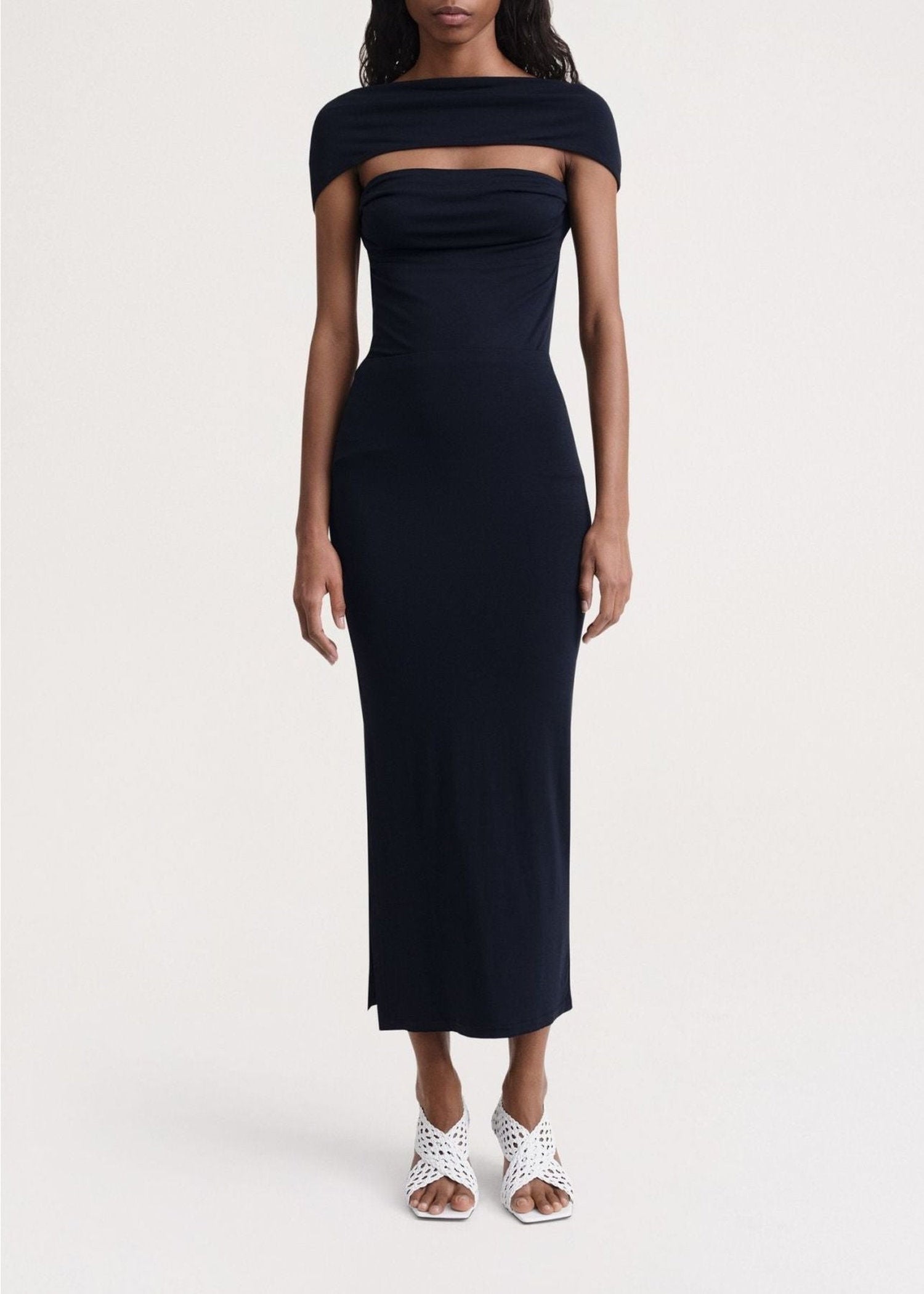 Jupe midi à fentes latérales - Dark Navy