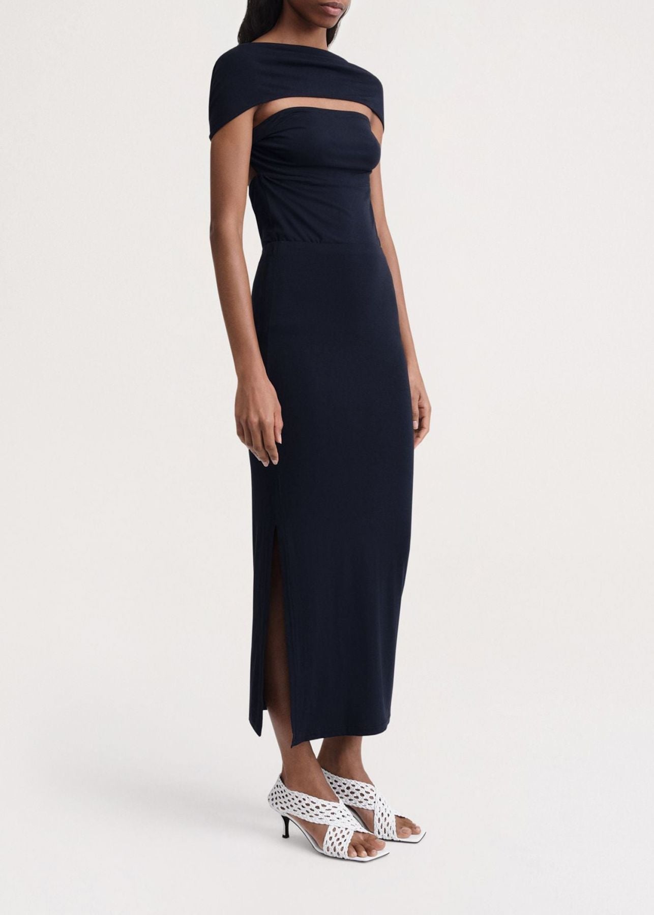 Jupe midi à fentes latérales - Dark Navy