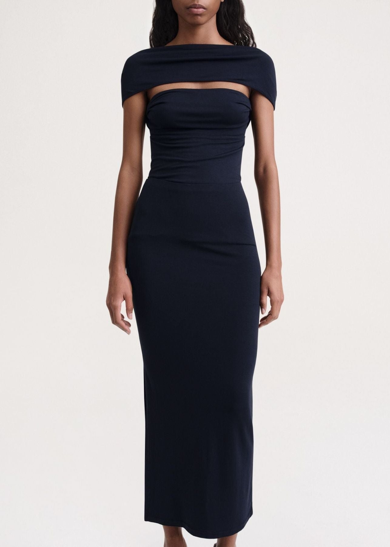 Jupe midi à fentes latérales - Dark Navy